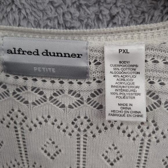 Alfred Dunner Crochet Open Front Cardigan Cover Up Off White Cream XL Petite XLP - Picture 3 of 9